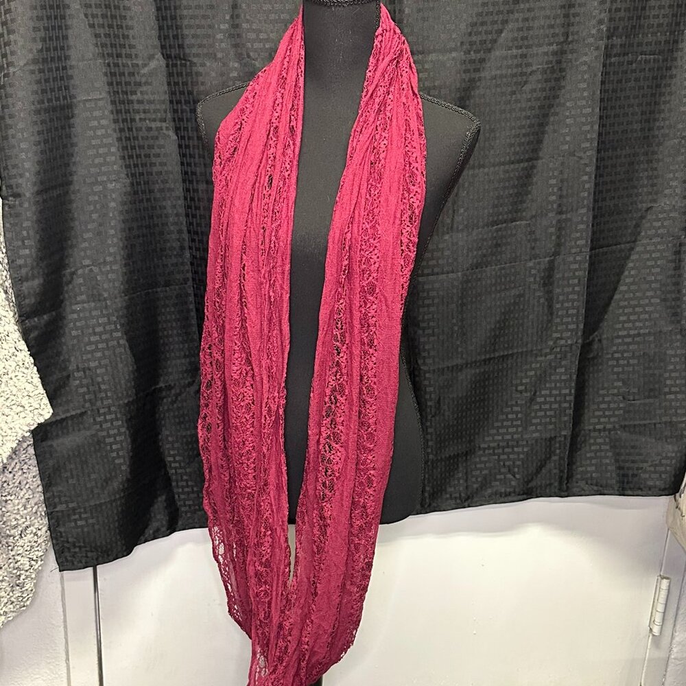 Burgundy Lace Infinity Scarf – One Size